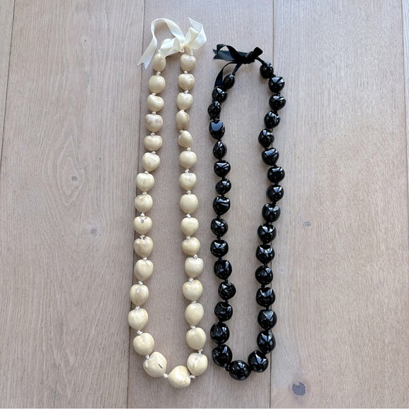 Other - 🆕 Hawaiian Kukui Nut Lei Necklaces - Set of 2: Black and Cream